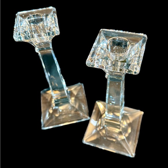 Heisey Glass Crystal Candle Sticks, Holders “Aristocratic Clear” 1909-1930s (2) - Picture 3 of 9